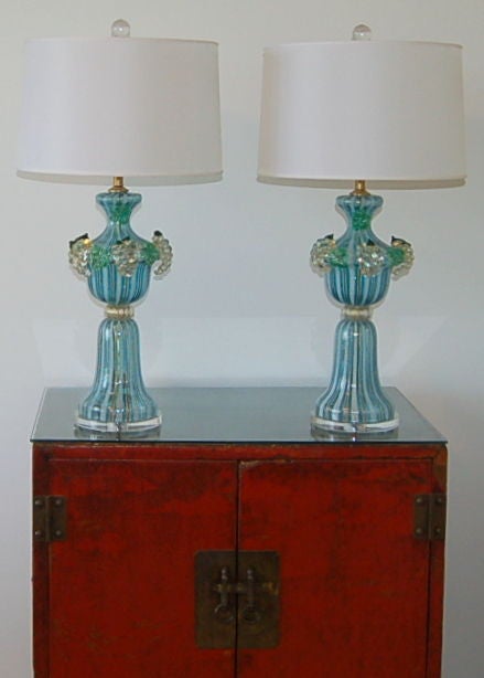 Blue Murano Table Lamps with Fruit by Dino Martens For Sale 3