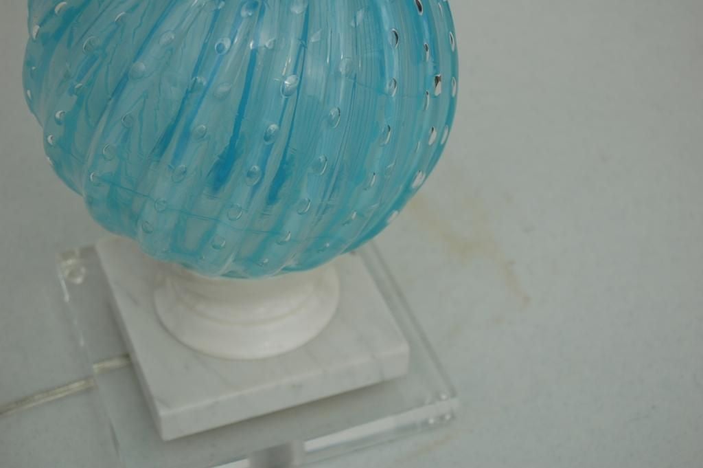 Italian Blue Murano Table Lamp For Sale