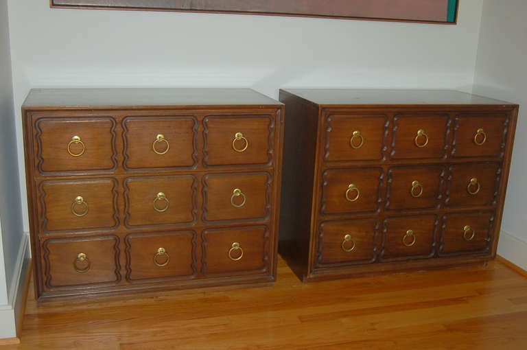 Pair of Signed Dorothy Draper Chests by Heritage