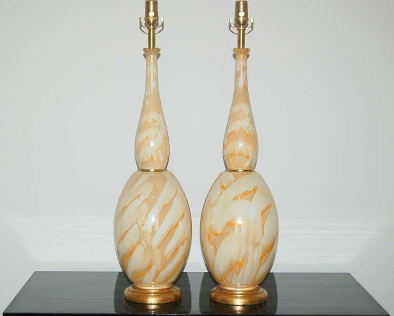 Unknown Orange Art Glass Table Lamps For Sale