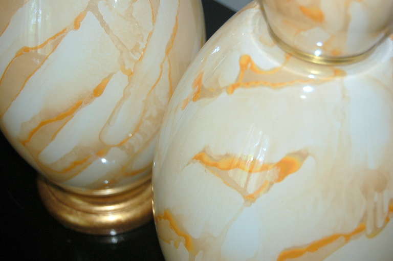 Orange Art Glass Table Lamps For Sale 3