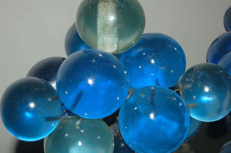 Mid-20th Century Pair of Vintage Resin Bubble Lamps by Silvano Pantani in Blue Green, 1966 For Sale