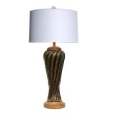 Black & Gold Tiger Stripe Vintage Murano Lamp - Barovier & Toso