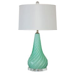 Rare Sea Foam Green Vintage Murano Lamp by Seguso