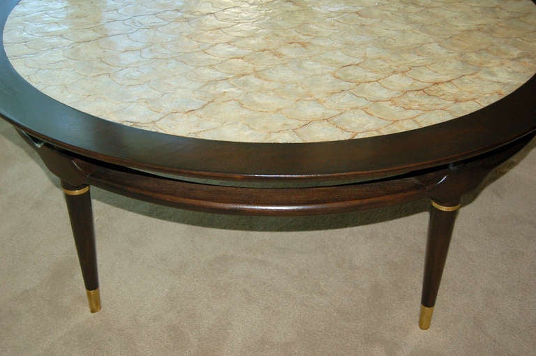 Hollywood Regency Capiz Shell-Topped Coffee Table, 1964, Monteverdi-Young For Sale