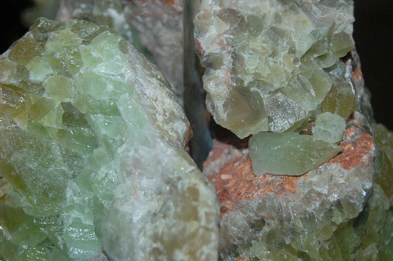 Pair of  Brazilian Calcite Lamps in Lime Sage For Sale 5