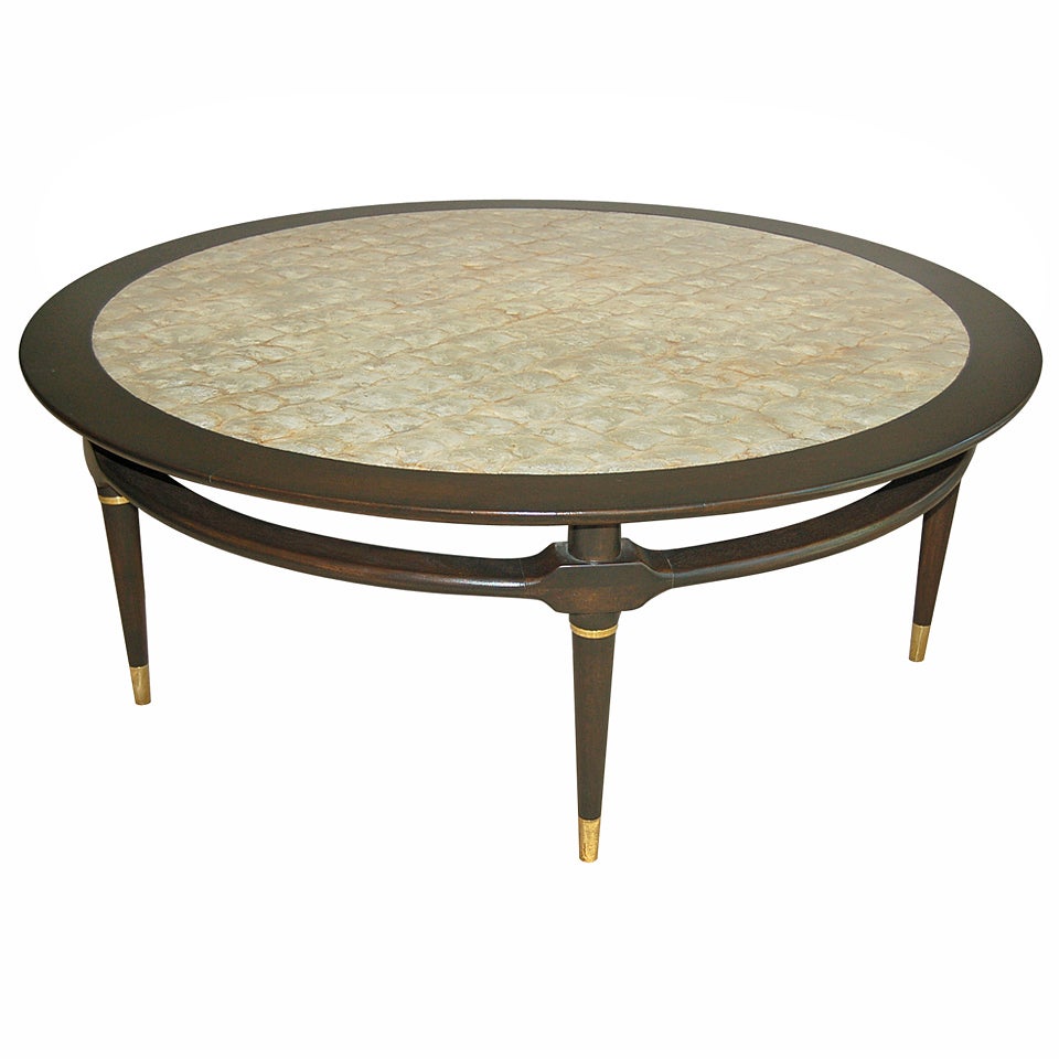 Capiz Shell-Topped Coffee Table, 1964, Monteverdi-Young For Sale