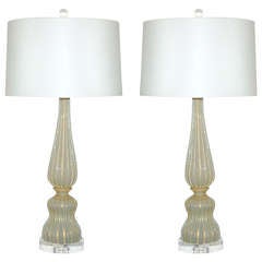 Pair of Vintage Murano Glass by The Marbro Lamp Company in Creamy Opaline