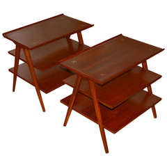 Pair of Three-Tiered Side Tables by Merton Gershun