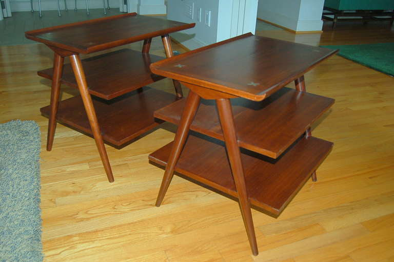 Pair of Three-Tiered Side Tables by Merton Gershun 3