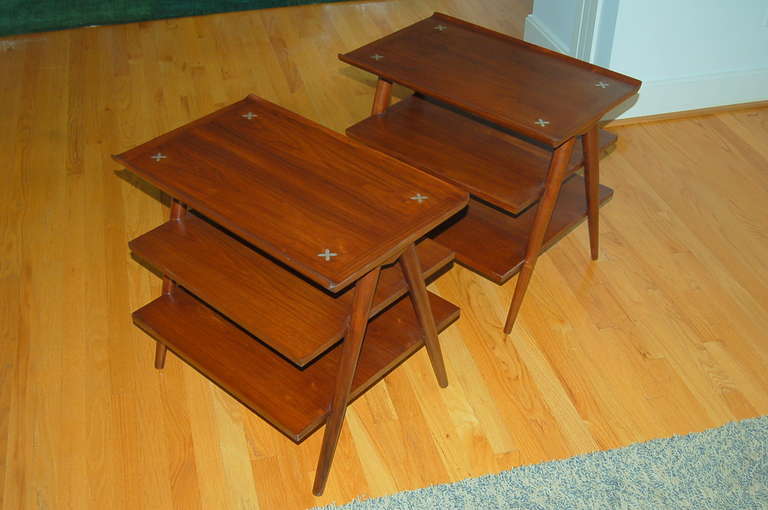 Pair of Three-Tiered Side Tables by Merton Gershun 2