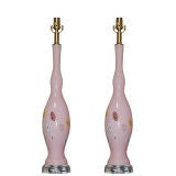 Soft Pink Millifiore Murano Lamps on Lucite