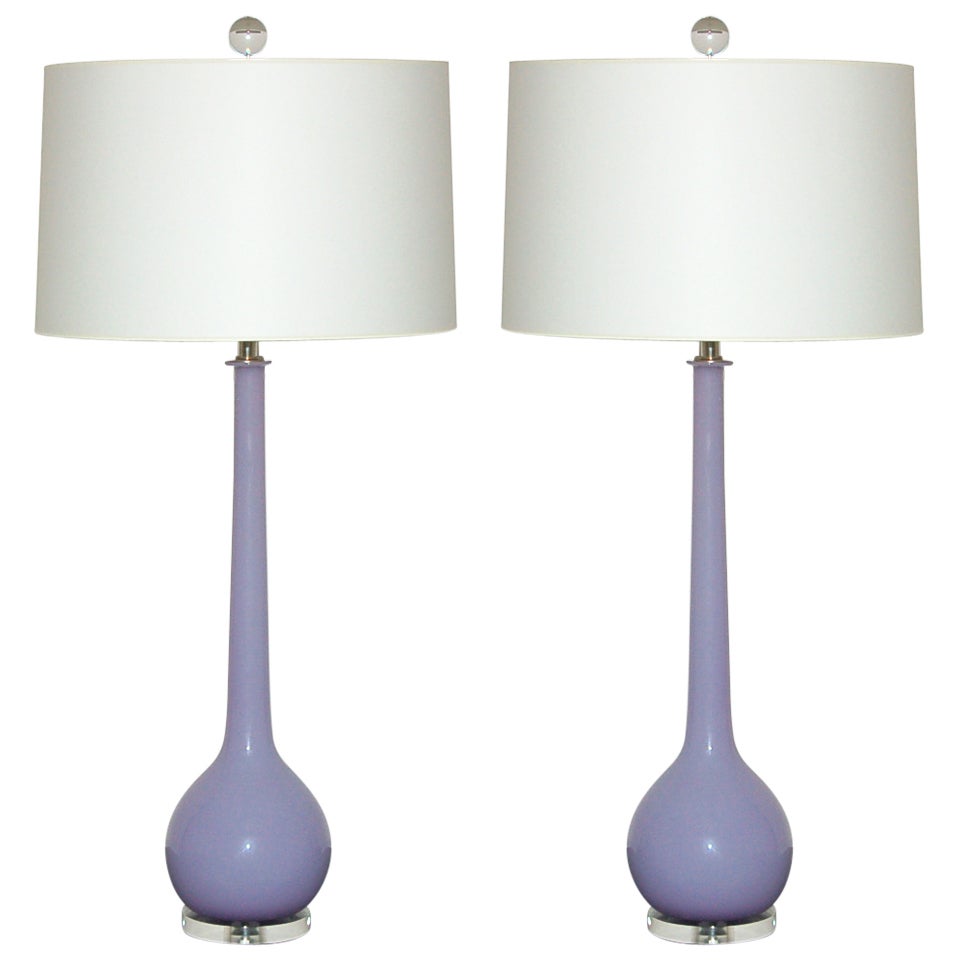 Lavender Murano Table Lamps by Seguso For Sale