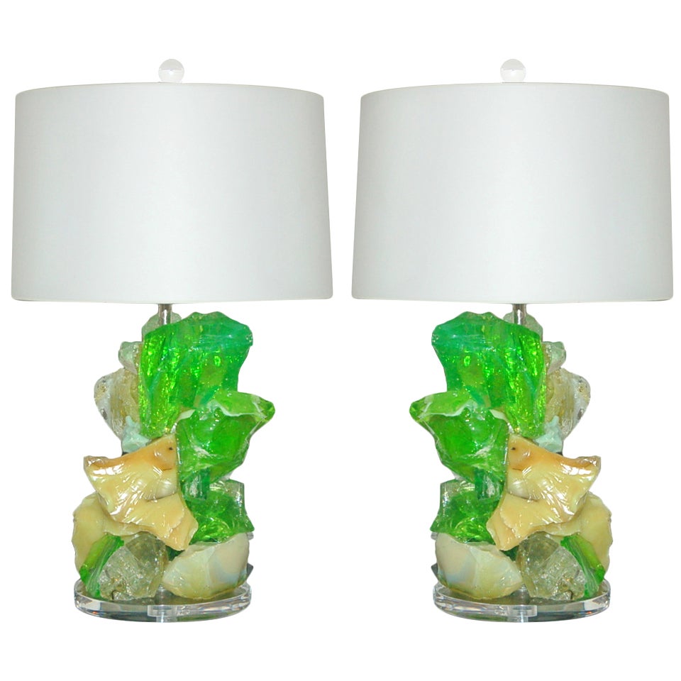 Lemon Lime Rock Candy Lamps by Swank Lighting For Sale