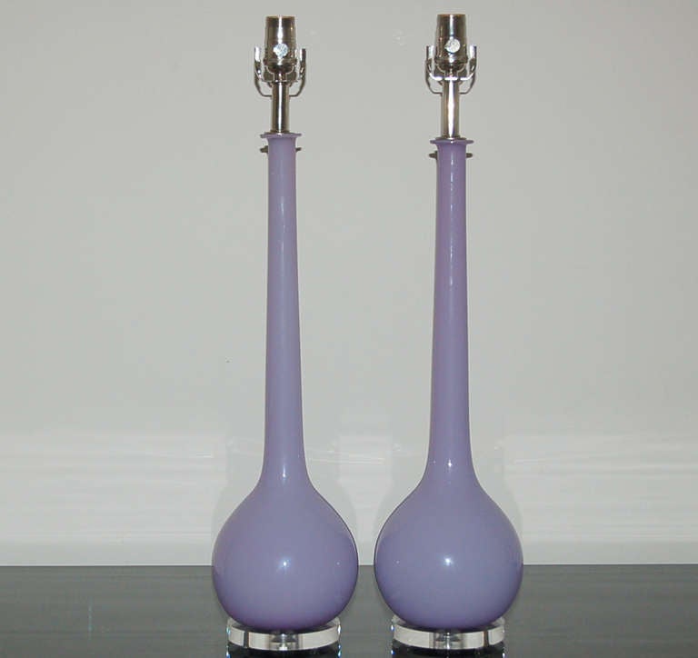 Mid-Century Modern Lavender Murano Table Lamps by Seguso For Sale