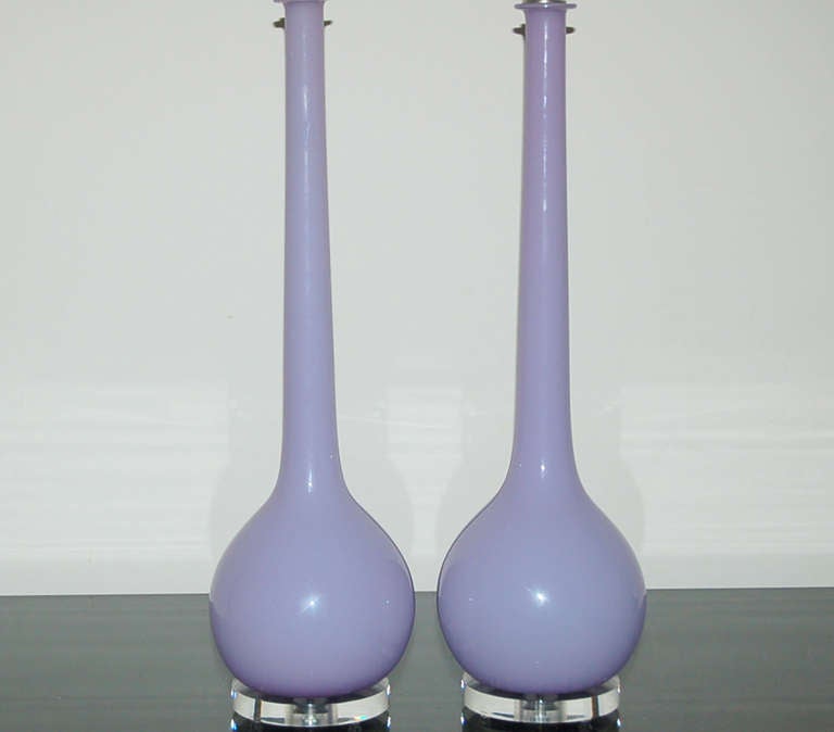 Italian Lavender Murano Table Lamps by Seguso For Sale