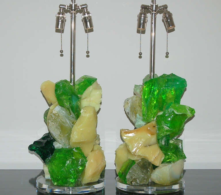 Organic Modern Lemon Lime Rock Candy Lamps by Swank Lighting For Sale