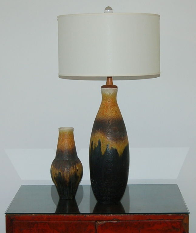 Mid-Century Modern Signed Fantoni Lamp with Matching Vase - 1950s For Sale