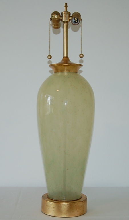Vintage Murano Lamp Single in Soothing Celadon with Gold Leaf