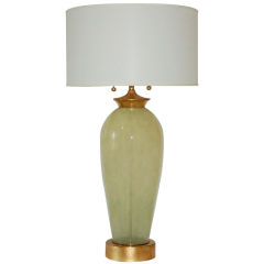 Vintage Murano Lamp Single in Soothing Celadon with Gold Leaf
