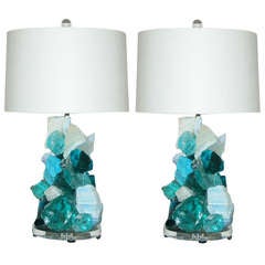 Rock Candy - Tumbled Glass Rock Lamps in Frosty Blues