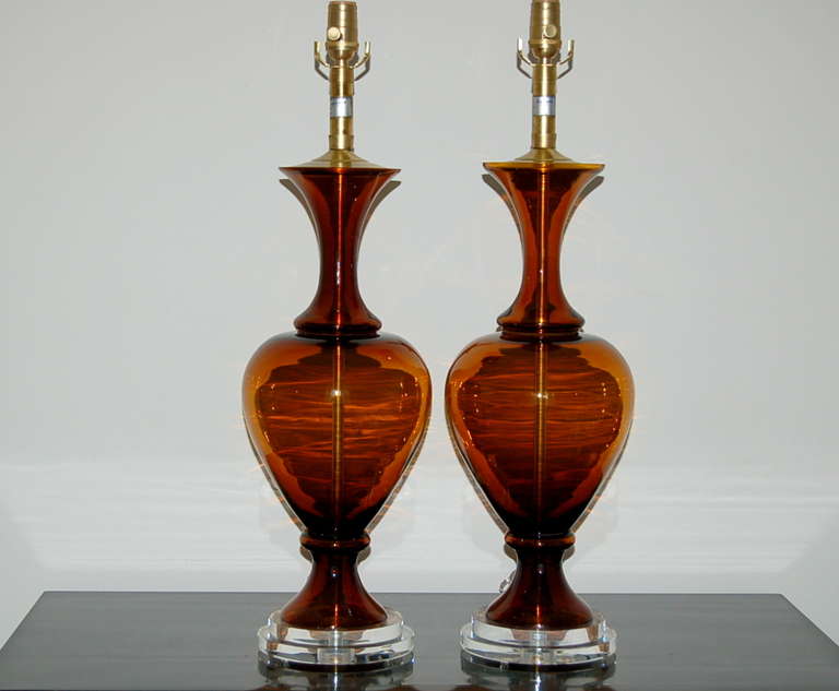 Hollywood Regency Pair of Vintage Murano Table Lamps by the Marbro Lamp Company For Sale