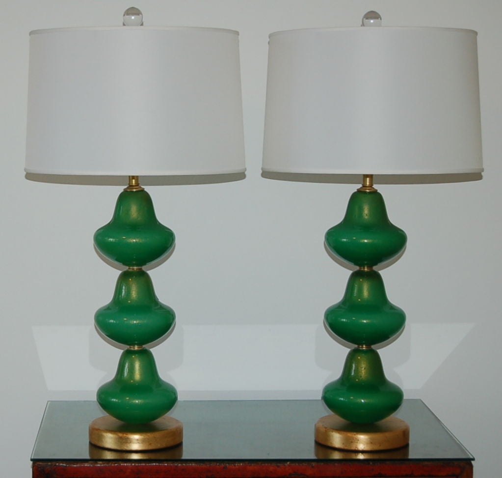Mid-Century Modern Pair of Vintage Murano Stacked Font Lamps For Sale