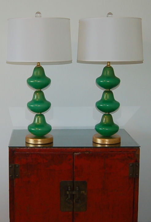 Pair of Vintage Murano Stacked Font Lamps For Sale 2