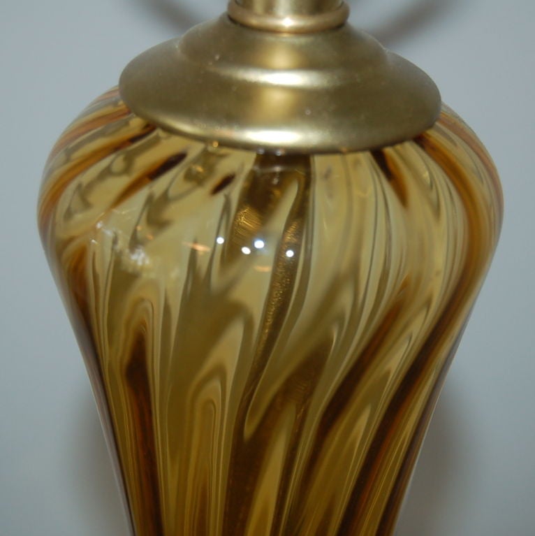 20th Century Matched Pair of Golden Honey Vintage Murano Lamps For Sale