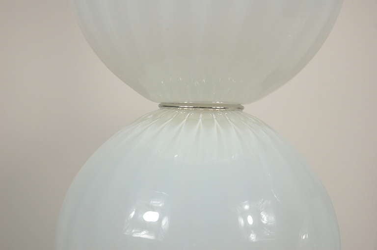 Contemporary White Opaline Three-Ball Glass Lamps by Joe Cariati For Sale