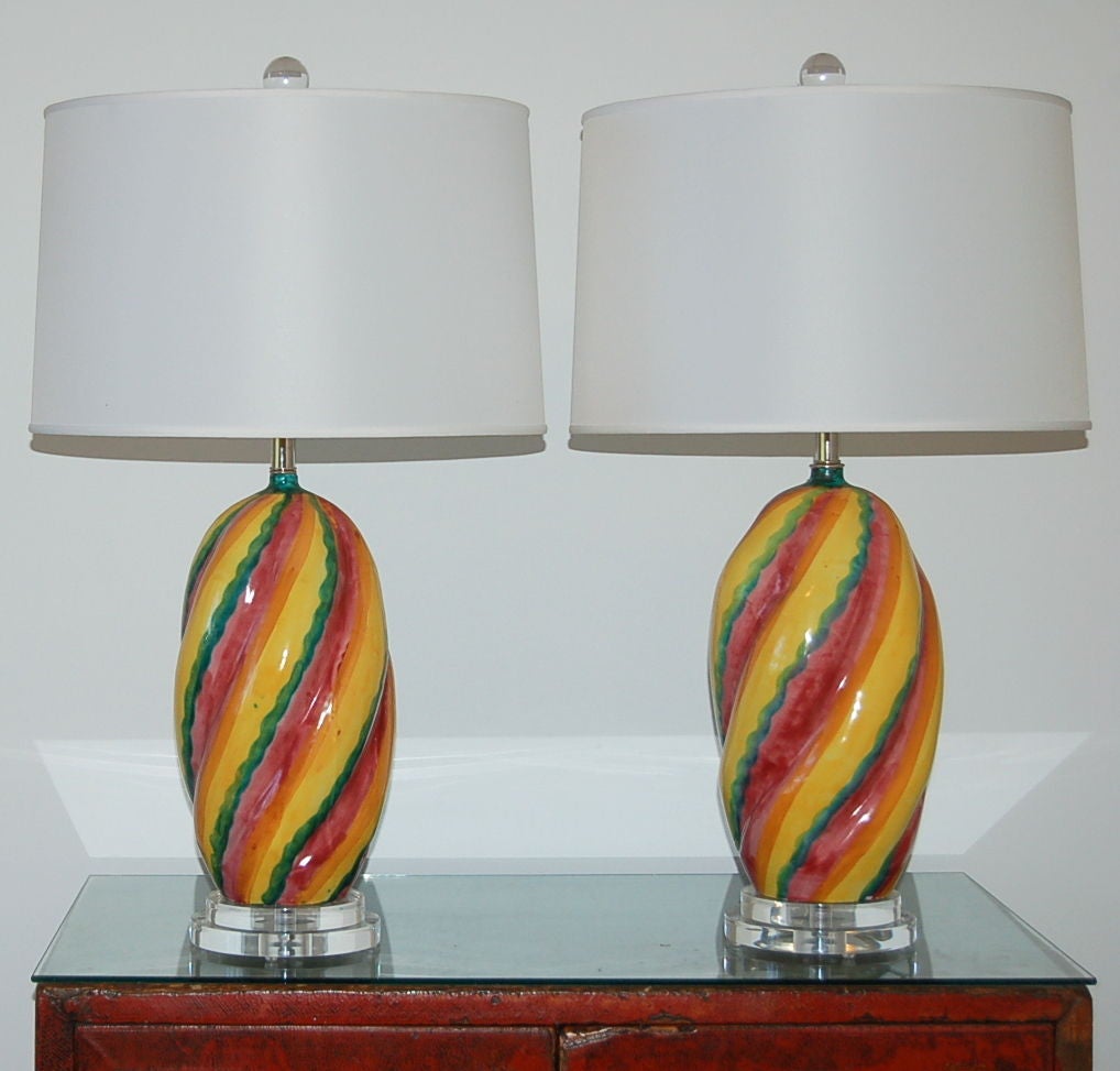 Mid-Century Modern Colorful Italian Ceramic Lamps, 1960s For Sale