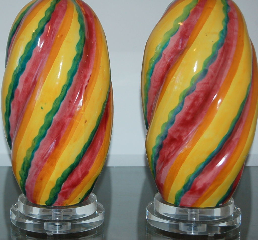 Colorful Italian Ceramic Lamps, 1960s In Excellent Condition For Sale In Little Rock, AR
