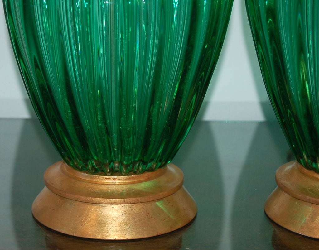 20th Century Green Seguso Vintage Murano Table Lamps For Sale
