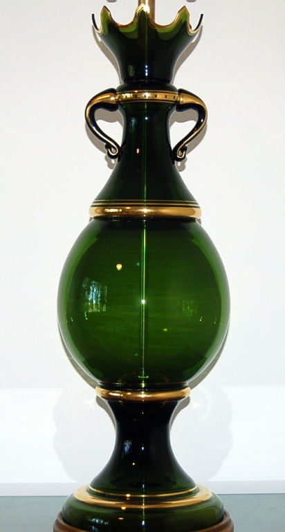 Italian Green Murano Table Lamp by Marbro For Sale