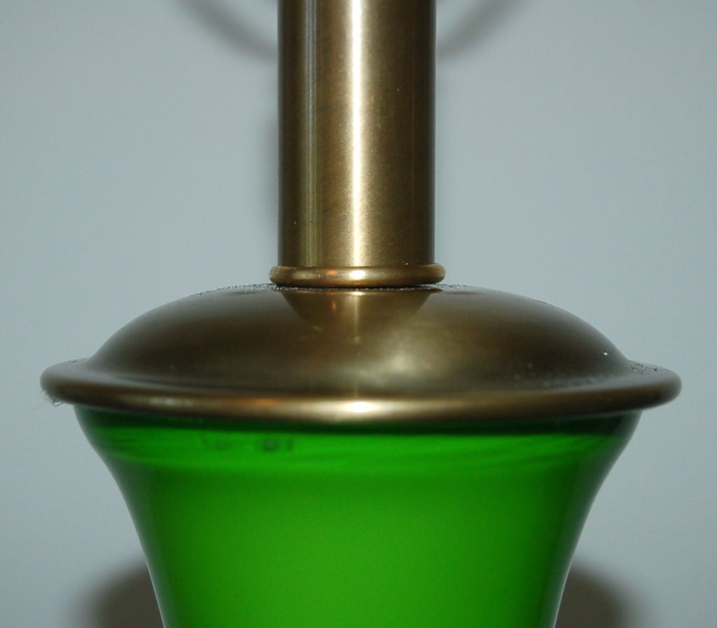 Mid-20th Century Pair of Vintage Murano Lamps of Apple Green by the Marbro Lamp Company For Sale