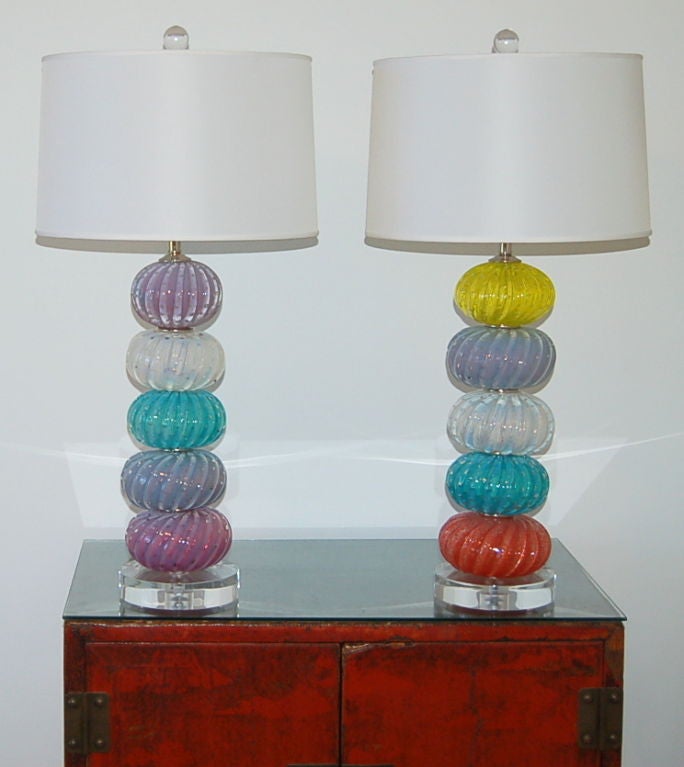 Vintage Murano Multi-Color Stacked Font Table Lamps 3
