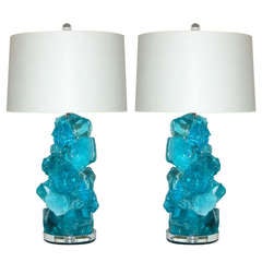 Pair of Rock Candy Lamps by Swank Lighting in Swimming Pool
