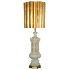Vintage Monumental Alabaster Lamp by The Marbro Lamp Company