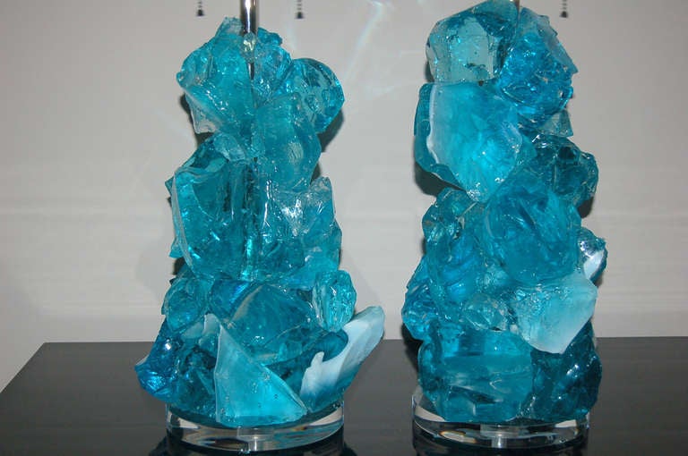 Contemporary Pair of Rock Candy Lamps by Swank Lighting in Swimming Pool
