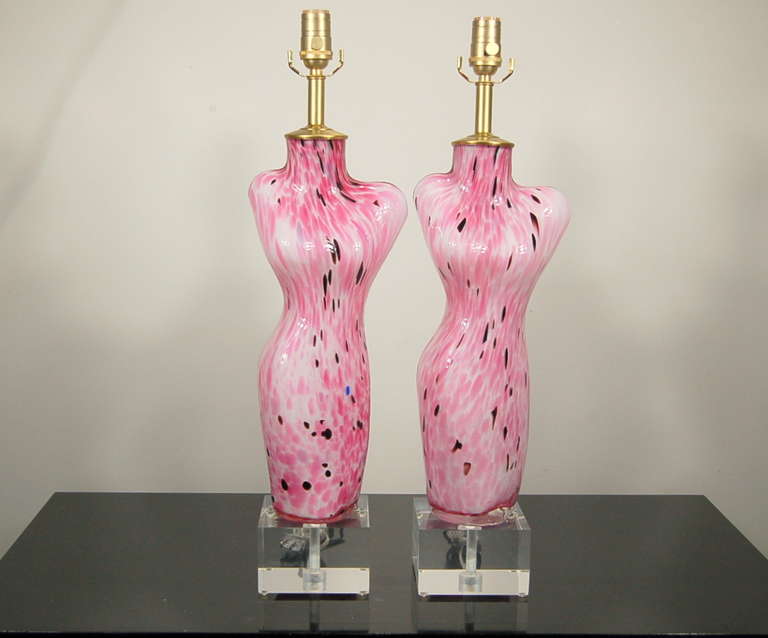 To say these are rare is an understatement - PINK LADIES of this stature are never available for sale. 

The lamp measures 26 inches to the socket top. As shown the top of shade is 31 inches high. Lampshades are for display only and not available