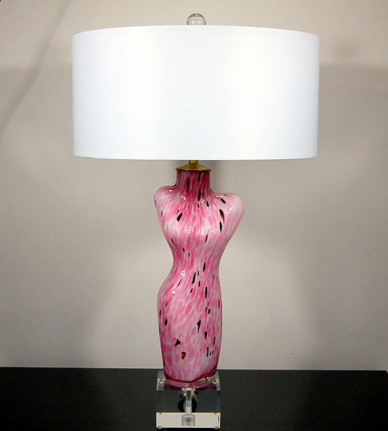 Hollywood Regency Pink Lady Murano Venus De Milo Lamps