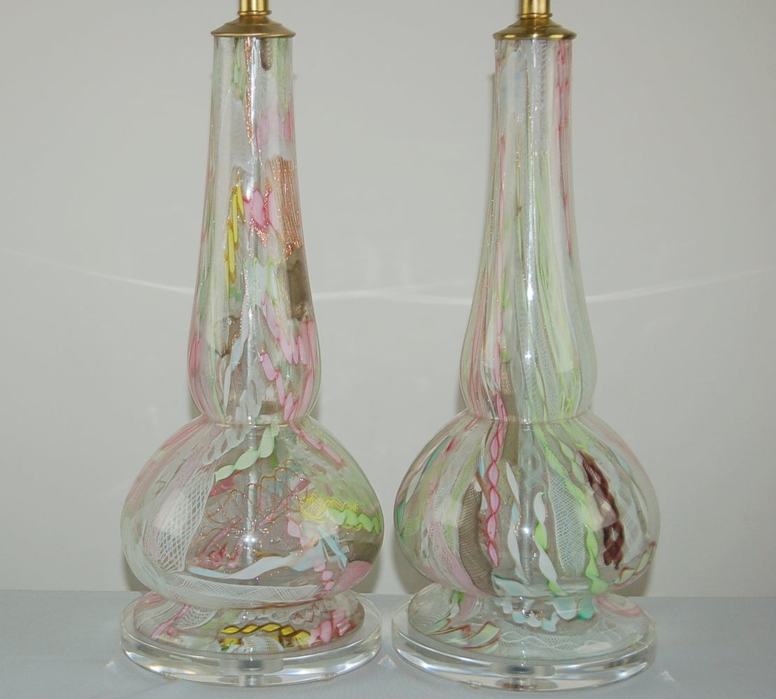 Italian Extremely Rare Matched Pair of Dino Martens Tutti Frutti Murano Lamps For Sale