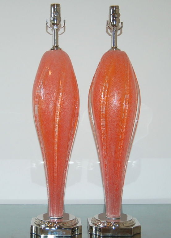 Orange Vintage Winged Murano Pulegoso Lamps