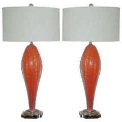 Orange Vintage Winged Murano Pulegoso Lamps