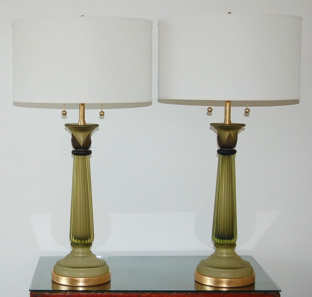 Italian The Marbro Lamp Company - Vintage Murano Column Lamps by Cenedese For Sale