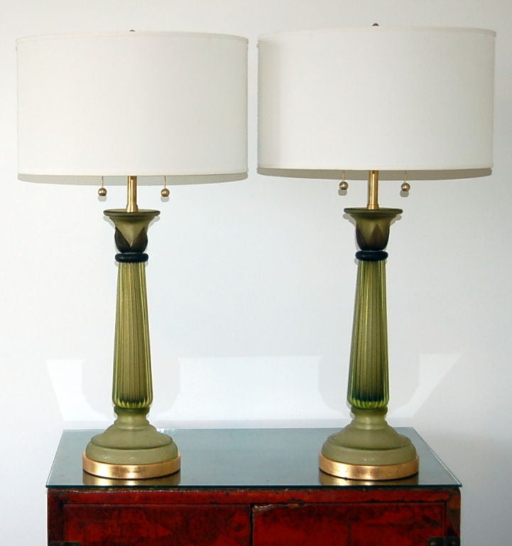 The Marbro Lamp Company - Vintage Murano Column Lamps by Cenedese For Sale 3