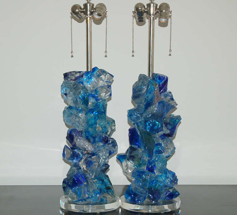Organic Modern Cobalt Rock Candy Lamps by Swank Lighting For Sale