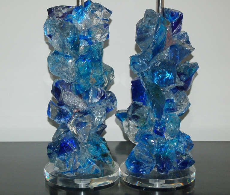 American Cobalt Rock Candy Lamps by Swank Lighting For Sale