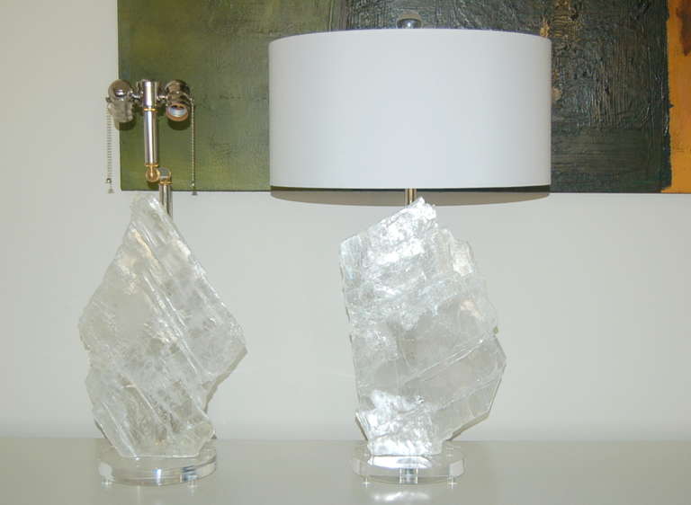20th Century Pair of Selenite Table Lamps by Swank Lighting