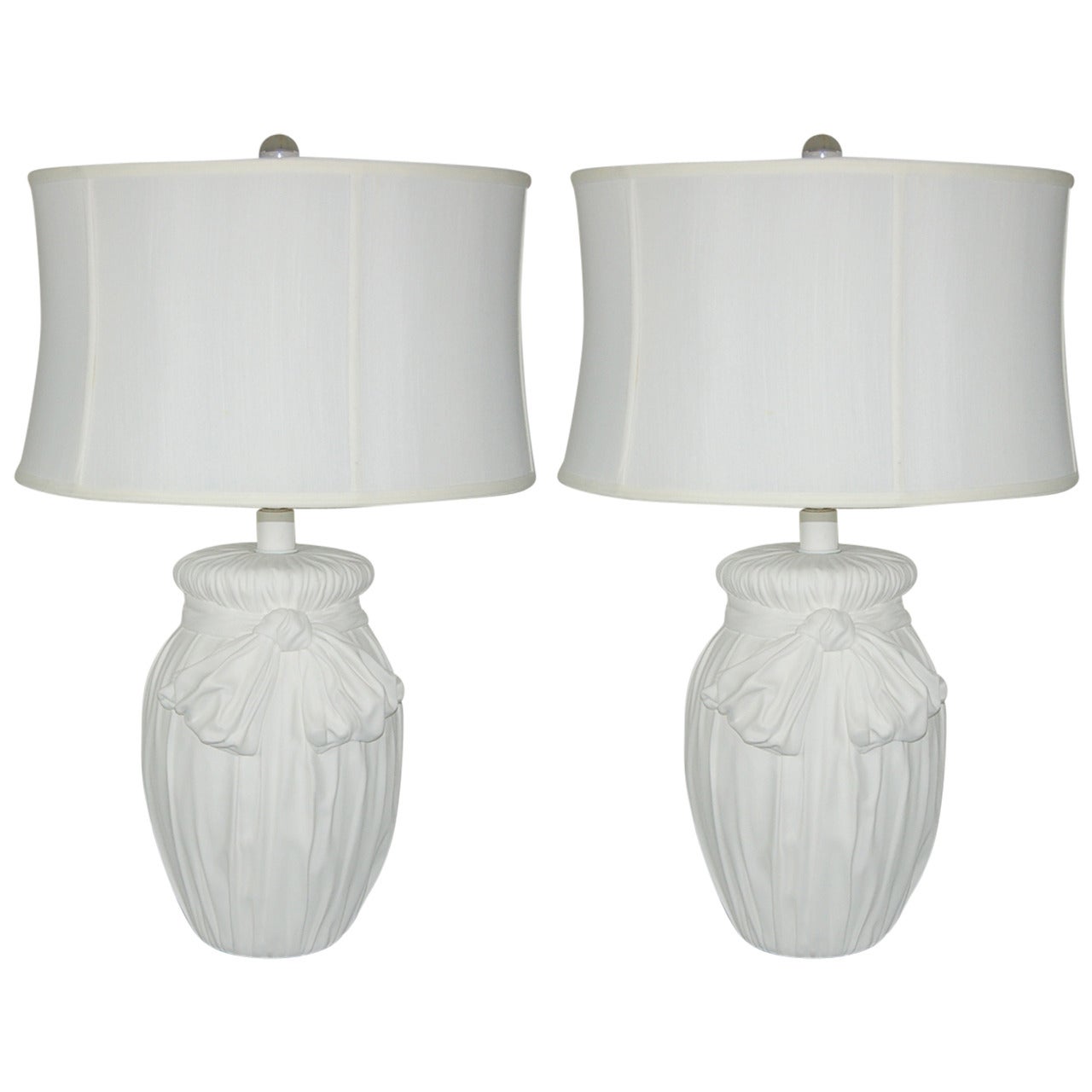 White Plaster Lamps a la John Dickinson  For Sale